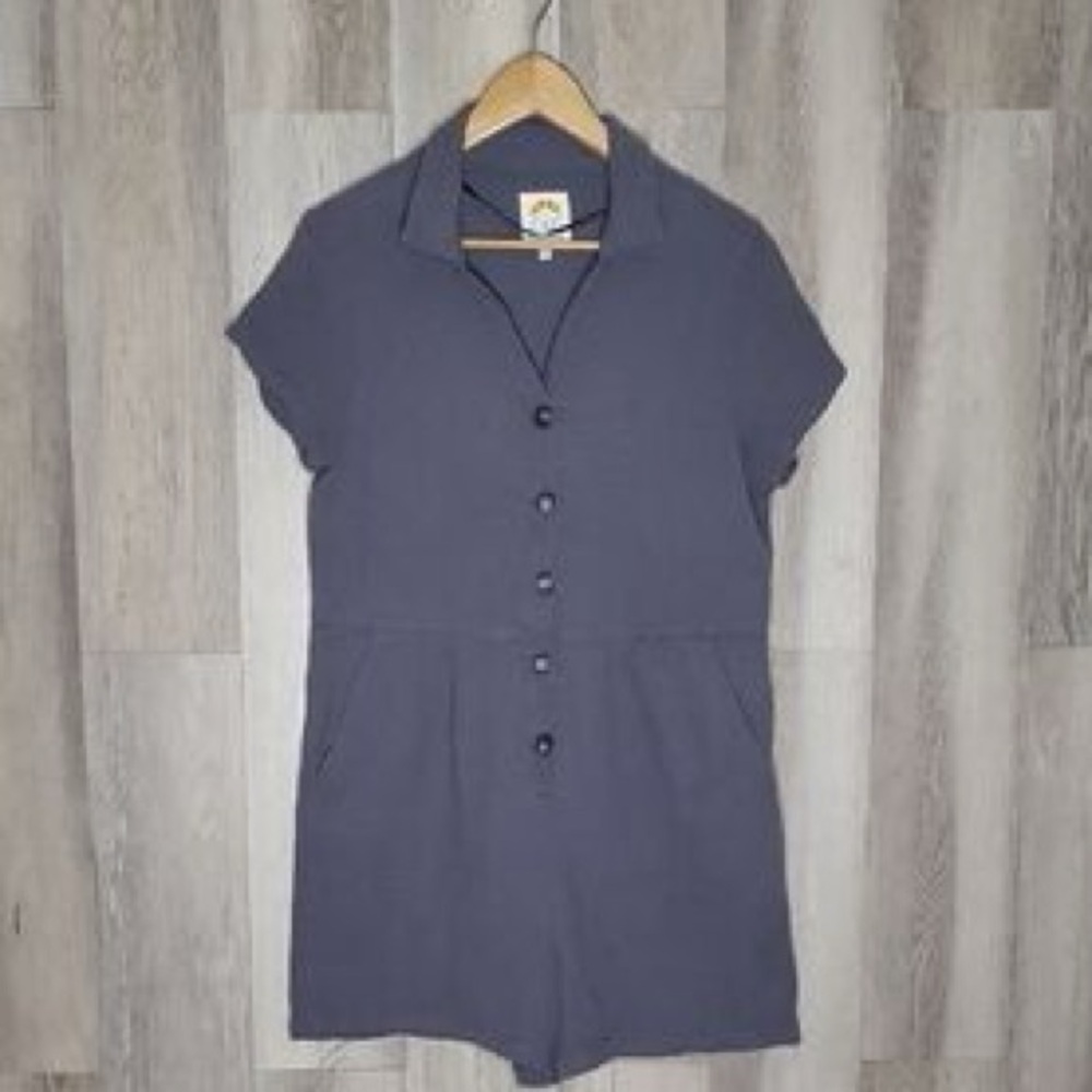 C&C CALIFORNIA Cotton Button-Up Romper